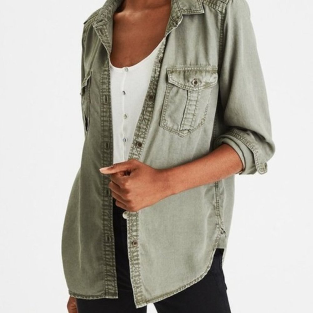 Brushed Sage Button Down Blouse